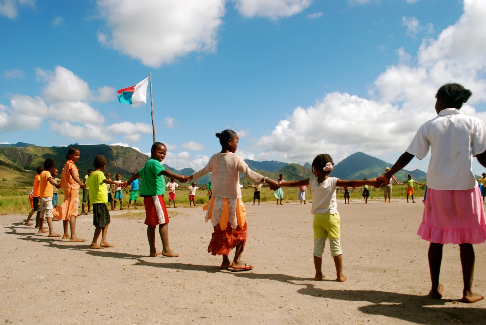 Students outside primary school